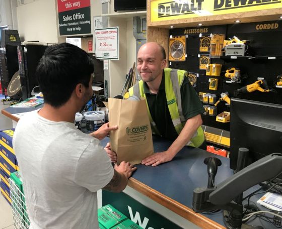 Covers timber & builders merchant ditches plastic bags